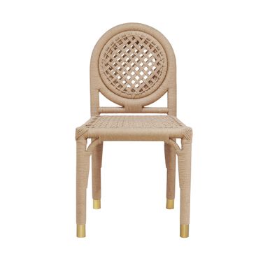 Round Back Rattan Wrapped Dining Chair In Brown