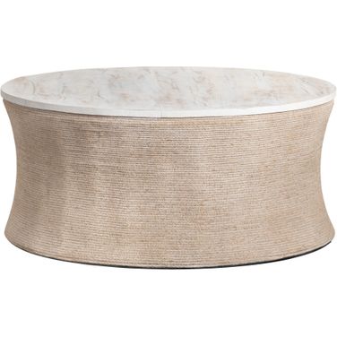 Round Cocktail/Coffee Table In Tan and White