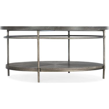 Commerce and Market Round Cocktail Table In Medium Wood