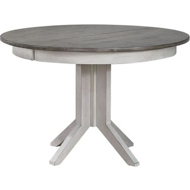 Round Contemporary Dining Table In Ash and Stormy White