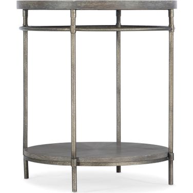 Commerce and Market Round End Table In Medium Wood