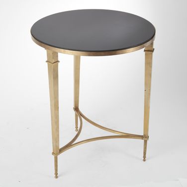 Round French Square Leg Table In Brass