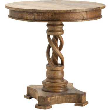 Round Mango Wood Accent Table In Brown