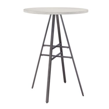 Stockton Round Pub Table with White Oak Top In Slate Grey