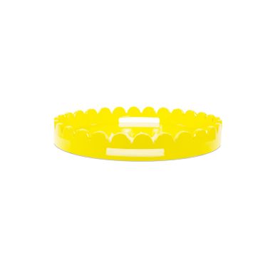 Round Scalloped Riviera Tray In Glossy Yellow