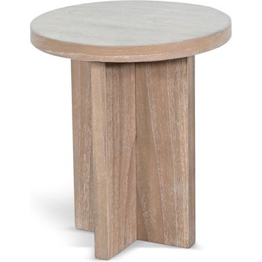 Round Small Accent Table In Wheat