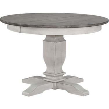 Round Transitional Dining Table In Ash and Stormy White