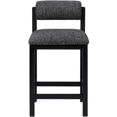 Roundhill Linen Textured Fabric Upholstered Counter Stool In Black and Stained Black