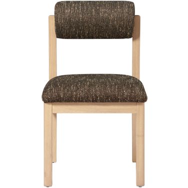 Roundhill Linen Textured Fabric Upholstered Dining Chair Set of 2 In Brown and Stained Natural