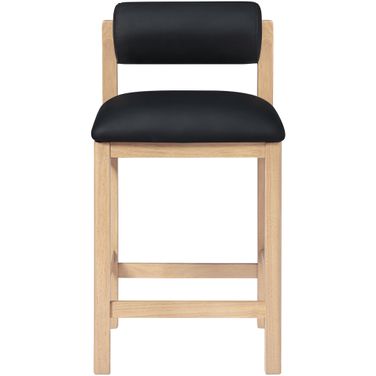 Roundhill Vegan Leather Upholstered Counter Stool In Black and Stained Natural