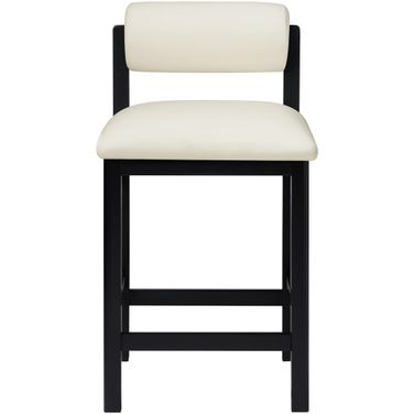 Roundhill Vegan Leather Upholstered Counter Stool In Cream and Stained Black