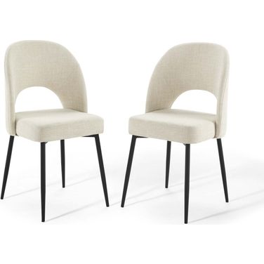 Rouse Dining Side Chair Upholstered Fabric Set of 2 In White