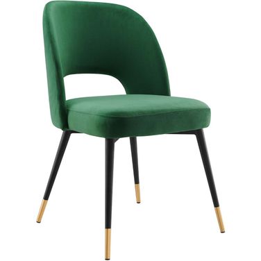 Rouse Performance Velvet Dining Side Chair In Emerald
