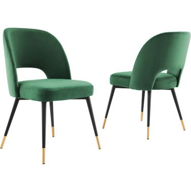 Rouse Performance Velvet Dining Side Chairs Set of 2 In Emerald