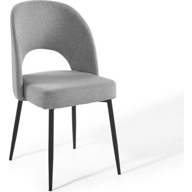 Rouse Upholstered Fabric Dining Side Chair In Black/Light Gray