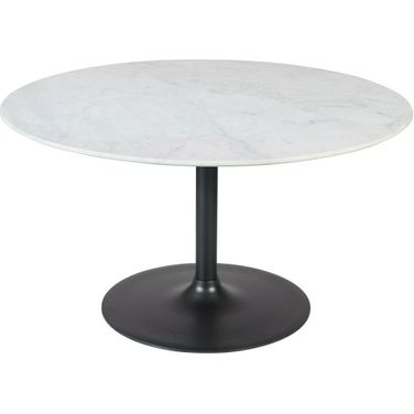 Rowan 54 Inch Pedestal Round Marble Dining Table In Gunmetal