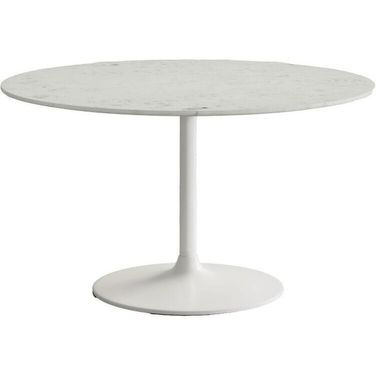 Rowan 54 Inch Pedestal Round Marble Dining Table In White