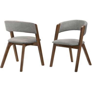 Rowan Gray Upholstered Dining Chair Set of 2 In Walnut Finish