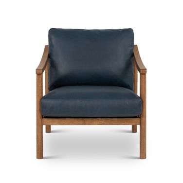 Rowan Leather Accent Chair In Oxford Blue