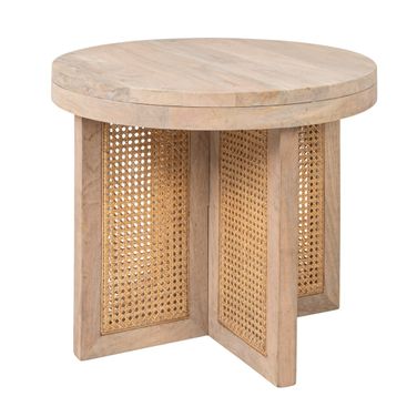 Rowan Mango Wood and Cane Round End Table In Natural