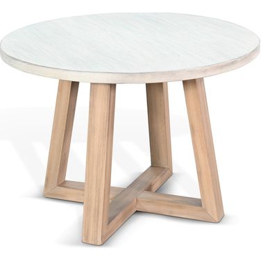 Rowan Round End Table In Light Grey and Wheat