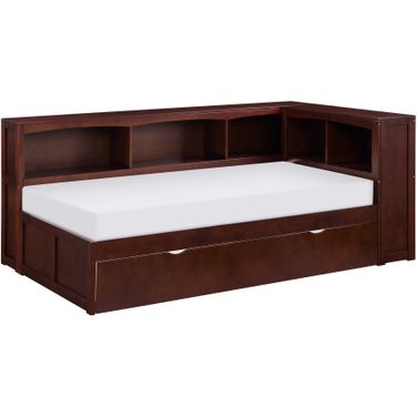 Rowe Twin Bookcase Corner Bed with Twin Trundle In Cherry