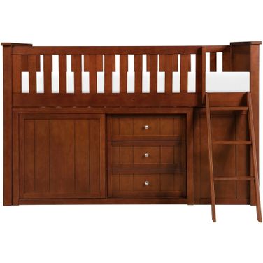 Rowe Twin Low Loft Bunk with Bookcase and Dresser In Natural and Pine