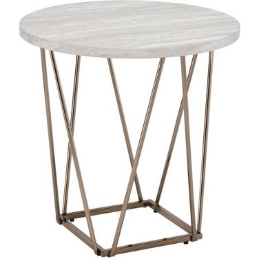 Rowyn Faux Marble Top End Table In Gray