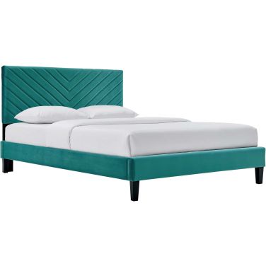 Roxanne Performance Velvet Full Platform Bed In Teal