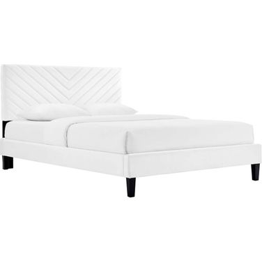 Roxanne Performance Velvet King Platform Bed In White