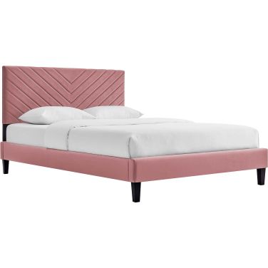 Roxanne Performance Velvet Queen Platform Bed In Dusty Rose MOD-6285-DUS