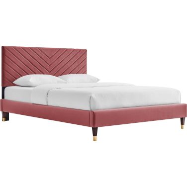 Roxanne Performance Velvet Queen Platform Bed In Dusty Rose MOD-6286-DUS