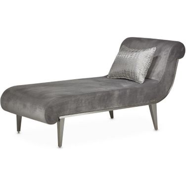 Roxbury Park Velvet Chaise In Gray Pearl/Stainless Steel