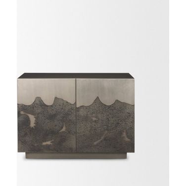 Roxdale Acid Washed Iron Metal Accent Cabinet In Black and Silver