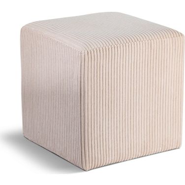Roy Microsuede Fabric Square Ottoman In Beige