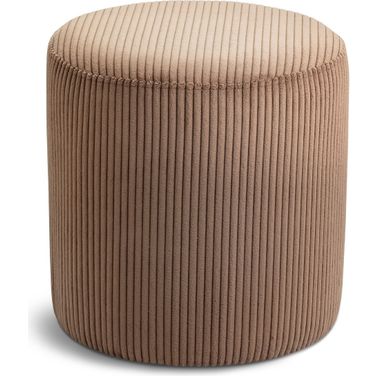 Roy Microsuede Fabric Round Ottoman In Brown