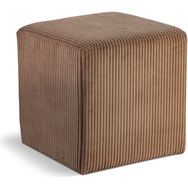 Roy Microsuede Fabric Square Ottoman In Brown
