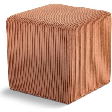 Roy Microsuede Fabric Square Ottoman In Cognac