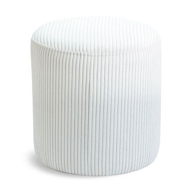 Roy Microsuede Fabric Round Ottoman In Cream