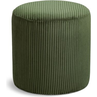 Roy Microsuede Fabric Round Ottoman In Green