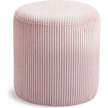 Roy Microsuede Fabric Round Ottoman In Pink