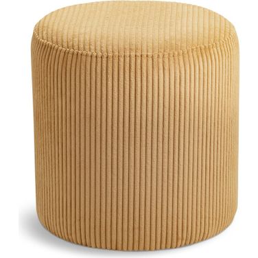 Roy Microsuede Fabric Round Ottoman In Yellow