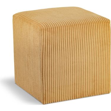 Roy Microsuede Fabric Square Ottoman In Yellow