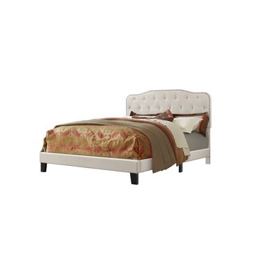 Roy Twin Panel Bed In Fog Beige Linen Upholstery