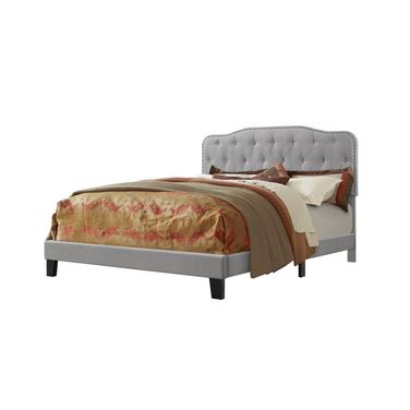 Roy Twin Panel Bed In Smoke Gray Linen Upholstery