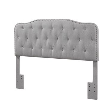 Roy Upholstered Full and Queen Headboard In Smoke Gray Linen