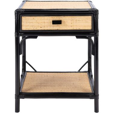 Roya 1 Drawer 1 Shelf Nightstand in Black and Natural