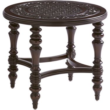 Royal Kahala Black Sands Round End Table In Dark Brown