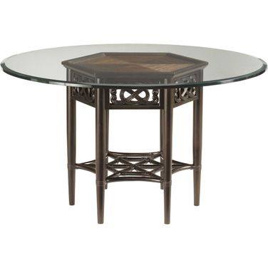 Royal Kahala Sugar And Lace Dining Table with 60 Inch Glass Top In Kona Blend