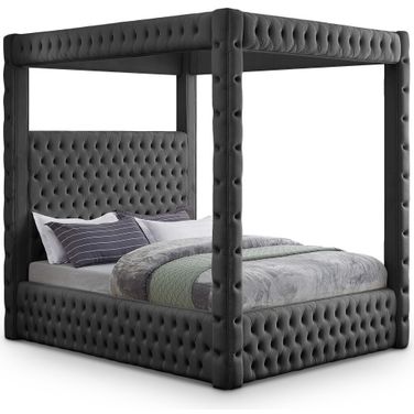 Royal Velvet King Bed In Grey